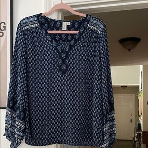 Joie Dark Blue Floral Blouse